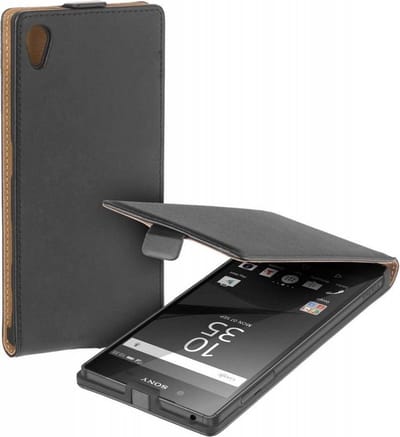 Zwart eco leather flipcase voor Sony Xperia Z5 Premium Telefoonhoesje