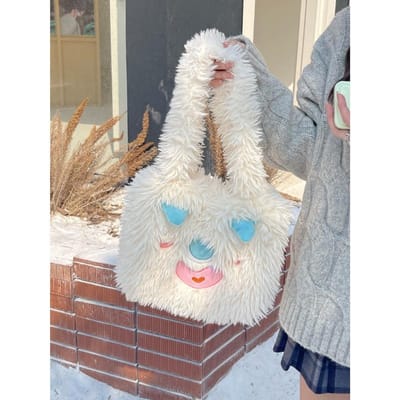 Schattig Klein Monster Cartoon Pluche Tas Grote Capaciteit Vrouwelijke Student Eén-schouder Handtas Draagtas Herfst en Winter