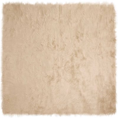 vidaXL - Tapijt - van - imitatie - schapenvacht - TAFALLA - Beige - 120 - x - 120 - cm