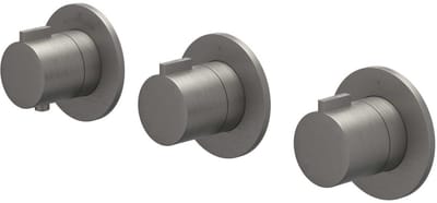 IVY Bond Afbouwdeel Inbouwthermostaat met 2 Stopkranen Symmetry met Ronde Rozetten - Geborsteld Metal Black PVD