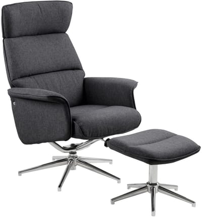 Fauteuil Alura grijs relaxfauteuil met voetenbank