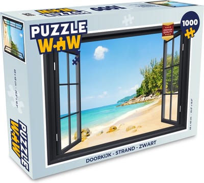 Puzzel Doorkijk - Strand - Zwart - Legpuzzel - Puzzel 1000 stukjes volwassenen