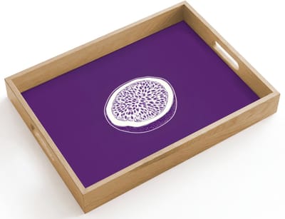 Dienblad hout 40x30 cm - Schootdienblad - Passievrucht - Zaadjes - Paars - Minimalistisch - Borrelplank rechthoek - Plateau dienbladen