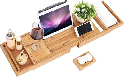 Bobbel Home - Badrek - Badplank voor in bad - Verstelbaar badrek - Houten badplank - Badrekje - Badplank hout - 70-105 cm