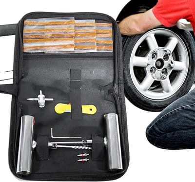 Autoband Reparatieset - Lekreparatie Gereedschap - Noodreparatie Onderweg - Complete Gereedschap Kit - 15 Strips - Zwart