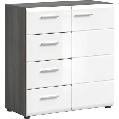 Salsa ladekast wit hoogglans MDF TZ rook zilver NB - 37x80x85cm