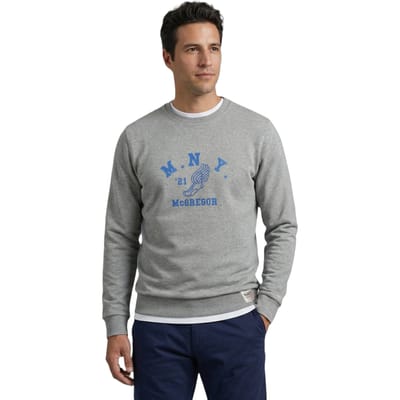 McGregor Graphic Crew Medium Grey Melange Größe: M | Pullover Outlet | Herren | Grau