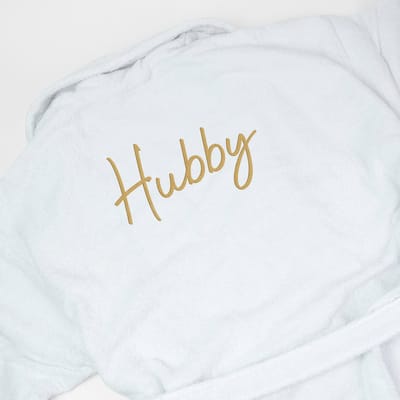 Badjas - HOGE KWALITEIT - HUBBY - badmantel - badjas man - badjas heren - badstof - 100% katoen - huwelijk - trouw - cadeau - kado - vaderdag - verjaardag - pensioen - papa - Kerst - maat L/XL