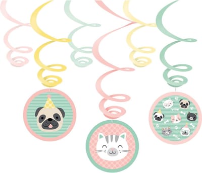 Amscan by Riethmuller - Riethmüller - Hello Pets - Swirl decoratie (6 stuks)