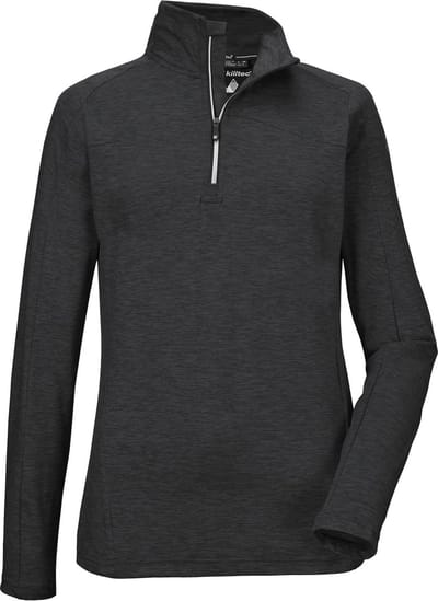 Killtec dames skipully - ski pulli dames 38601 - zwart gemeleerd - korte rits - maat 44