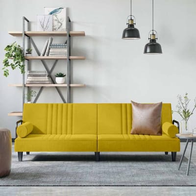 vidaXL - Slaapbank - met - armleuningen - fluweel - geel