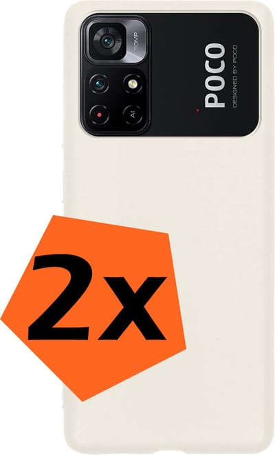 Hoes - 2 Stuks - Geschikt voor Xiaomi Poco M4 Pro 5G - Sterk & Shockproof - Case Siliconen - Back Cover - Telefoon Hoes - Wit