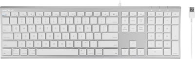 Macally ACEKEYA Super dun bedraad USB-A toetsenbord voor Mac - Witte toetsen/Zilverkleurig - US English (QWERTY)