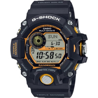 Casio Heren Resin 200M Waterbestendig Analoog Schokbestendig Kwarts Horloge GW-9400Y-1 zwart