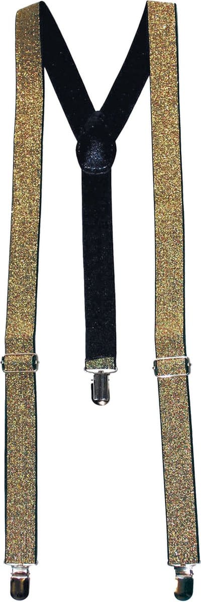 Funny Fashion Glitter verkleed bretels - goud - carnaval accessoires - volwassenen - foute party
