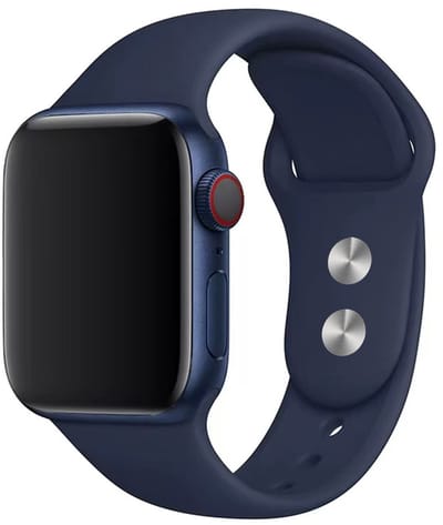 Stravo sport siliconen Apple Watch bandje met Dual Snap druksluiting – Geschikt voor Apple Watch 49mm (Ultra 1/2/3), 46mm (Series 10/11), 45mm (Series 7/8/9), 44mm (Series 4/5/6, SE 1/2/3) – Comfortabel & stevig – Donkerblauw