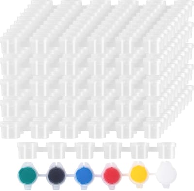 Dailygoods- Verfpotten 200 Stuks - Mini Lege Verf Potten - 6-in-1 Ontwerp - Kunst Ambachten - Lichtgewicht en Draagbaar - 3 ml Compartimenten - Verfstrip
