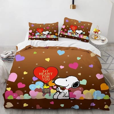 Snoopy Kinder Microvezel Dekbedovertrekken 3-delig voor Tieners volwassene Dekbedovertrek Cartoon Comics Beddengoed met Rits cadeauhoes 210x210cm