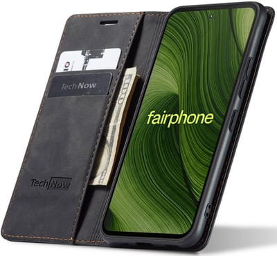 Hoesje geschikt voor Fairphone 6 - Book Case Leer Slimline Zwart