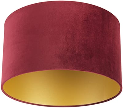 QAZQA cilinder velours - Klassieke Lampenkap - Ø 350 mm - Rood -