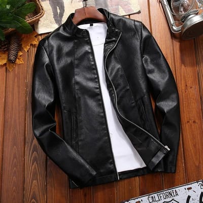 Heren leren jas grote maat, Heren herfst opstaande kraag leren jas, Heren trendy leren jas, Heren 4XL