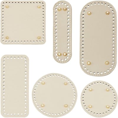 6 Stuks Licht Gouden Leer Tasbodems voor Haakprojecten - Ronde, Vierkante en Ovale Vormen voor Handtassen en Portemonnees