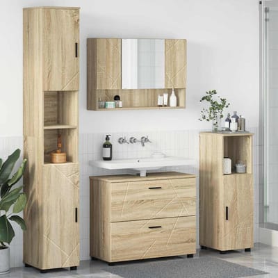 vidaXL - Badkamermeubel - Set - 4 - pcs - Sonoma - Eik - Samengesteld - Hout - en - Metaal