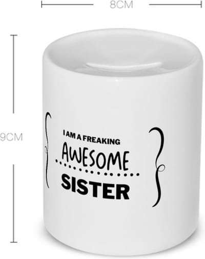 Akyol - i am a freaking awesome sister Spaarpot - Zus - geweldige zus - liefste zus - verjaardag - cadeau - kado - bedankje - geschenk - 350 ML inhoud