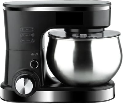 Staande mixer - Keukenmachine - Deeg maken - Grote roestvrijstalen kom - 5L inhoud - Zilver