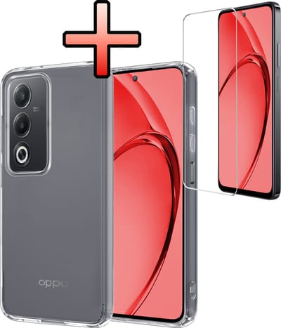Hoesje - Met Screenprotector - Geschikt voor OPPO A80 - Sterk & Shockproof - Back Cover - Siliconen Case - Telefoon Hoes - Transparant