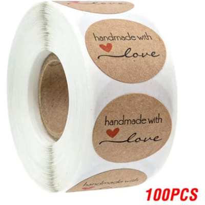500 pièces Fabriqué à la main avec amour Autocollants Autocollants Vintage Papier Kraft Papeterie Étiquette Autocollants Papier Kraft pour Pâtisserie Scrapbook Cadeau