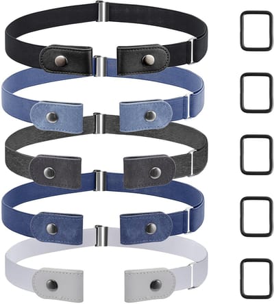 Ynkkvre - set van 5 elastische riemen zonder gesp - onzichtbare stretch riem voor jeans, broeken en jurken voor mannen en vrouwen
