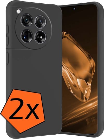 Hoes - 2 Stuks - Geschikt voor OnePlus 12 - Sterk & Shockproof - Case Siliconen - Back Cover - Telefoon Hoes - Zwart