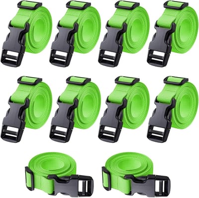 Verstelbare nylon riemen met snelsluiting - 10 stuks, 2.5 cm breed, 200 cm lang voor kamperen, fietsen en outdoor activiteiten