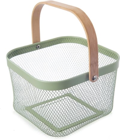Opbergmand Metaal Groen GREENISH 27x24,5x17,5 cm - Opbergbox - Opbergdoos - Wasmand