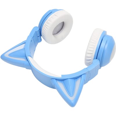 Kattenoren Bluetooth Headset Stereo Schattig Hoge Gevoeligheid Ingebouwde Microfoon Verstelbare LED Kinderheadset blauw