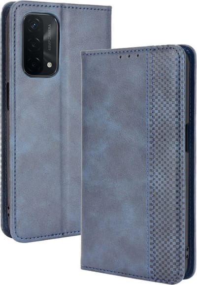 Coverup Hoesje - Geschikt voor OPPO A54 / A74 Hoesje - Coverup Vintage Style Book Case - Blauw