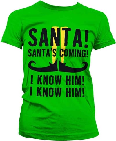 Elf Dames Tshirt -S- Santa's Coming Groen