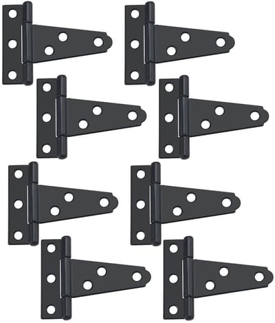 Dailygoods- T-scharnier 75 mm - 8 stuks - Buitendeurscharnieren - Zwart - Scharnier reparatie plaat - Hoogwaardig metaal - Roestbestendig