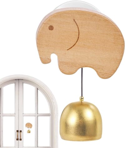 Houten Deurbel - Zuignap Klokje - Entree Aankleden - Duurzaam Hout Messing - 40g - Baby Olifant