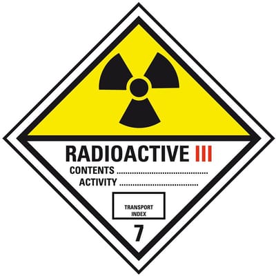 ADR klasse 7 sticker radioactief 3 50 x 50 mm - 10 stuks per kaart