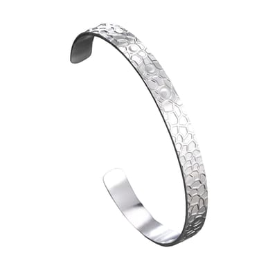 Marama - armband Jungle - bangle - titanium zilver - damesarmband - licht buigbaar - jungle print met reliëf - cadeau dames