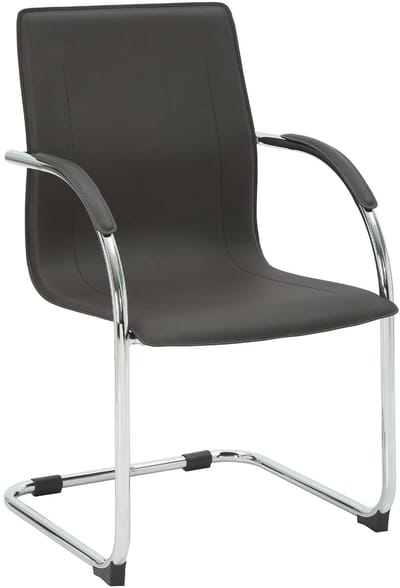 CLP Noeleen Sledestoel - Eetkamerstoel - Met armleuningen - Chroom frame - Comfortvulling - 150 kg draagkracht - Modern - Kunstleer - Kunstleer (PVC)/bruin