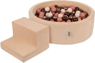 KiddyMoon Schuim speeltuin VELVET PPZP-OK30V-122 met zand beige ballen: bruin-koper-pastel-beige-haar zwembad 100/ stapsteen