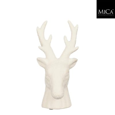 Decoratie rendier wit - l10,5xb10xh19,5cm