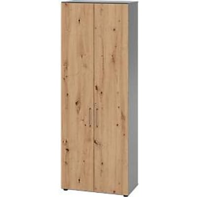Kasten Breno, 6 OH, afsluitbaar, 28 kg per plank, B 800 x D 420 x H 2156 mm, grafiet/eiken
