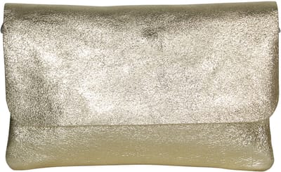 AmbraModa GLX11 - Crossbodytas, Clutch, telefoontas van echt leer met afneembaar en verstelbare schouderriem, passend voor mobiele telefoons en tablets tot 7 inch. Lichtgoud metallic