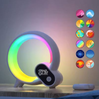 Wake-Up Light & Ambient Light - White Noise - Digitale Wekker - Sfeerlamp - 12 Natuurgeluiden - LED Lights - Wit