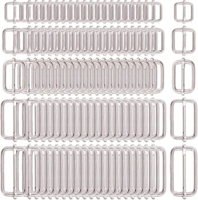 100 Stuks Metalen Rectangulaire Triglides en Slides Buckles voor Riemen, DIY Accessoires, Verstelbare Roller Pin Buckles voor Riemen en Tassen - 13mm/15mm/20mm/25mm/35mm