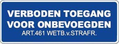 Beveiligingsstickers. Verboden toegang sticker. 10 stuks wit. 12 cm x 5 cm. ( achterkant plakt )